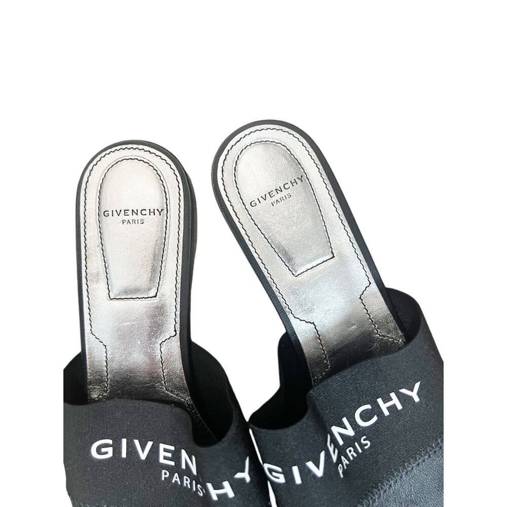 Givenchy Bedford Black Logo Print Leather Slip On Mules Size 6.5 - Picture 8 of 12
